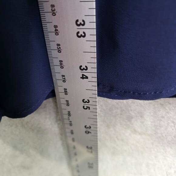 Womens Iz Byer Navy Sleeveless Dress Lined Striped Belt 100% Polyester Size L - Picture 10 of 11